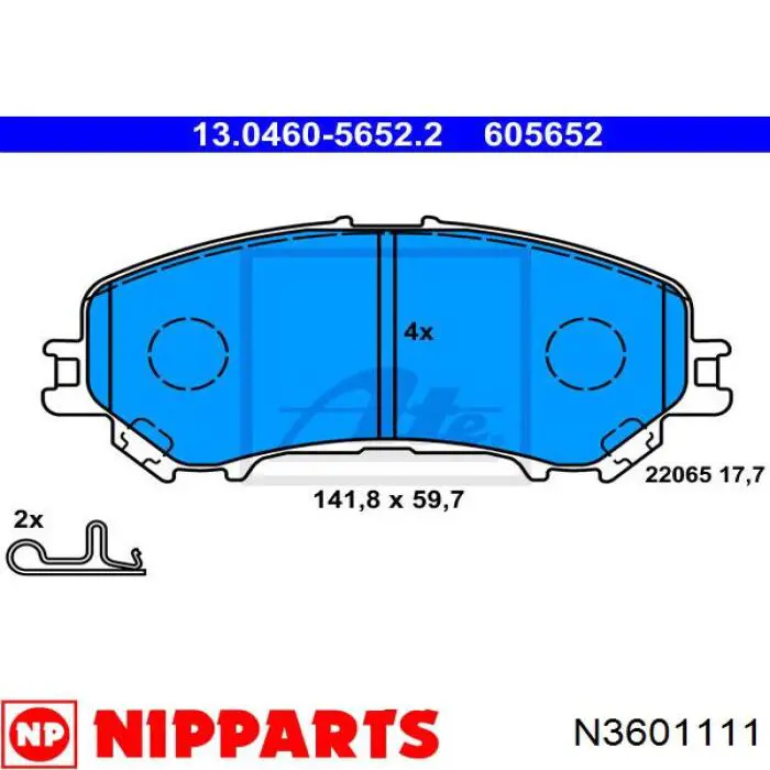 Klocki hamulcowe przednie tarczowe Nipparts N3601111 cena, od 26,51 USD