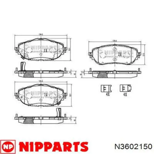 N3602150 Nipparts klocki hamulcowe przednie tarczowe