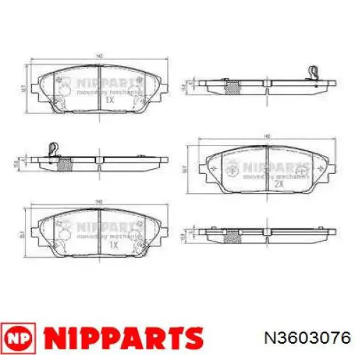 N3603076 Nipparts Klocki hamulcowe przednie tarczowe