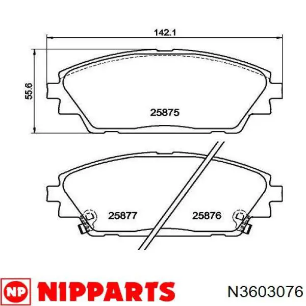 Klocki hamulcowe przednie tarczowe Nipparts N3603076 cena, od 26,69 USD