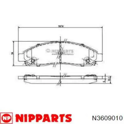 Do koszyka N3609010 Nipparts Klocki hamulcowe przednie tarczowe