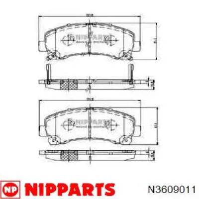 Klocki hamulcowe przednie tarczowe Nipparts N3609011 cena, od 43,99 USD
