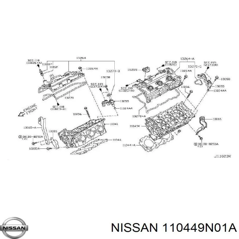 110449N01A Nissan/Infiniti uszczelka głowicy cylindrów prawa