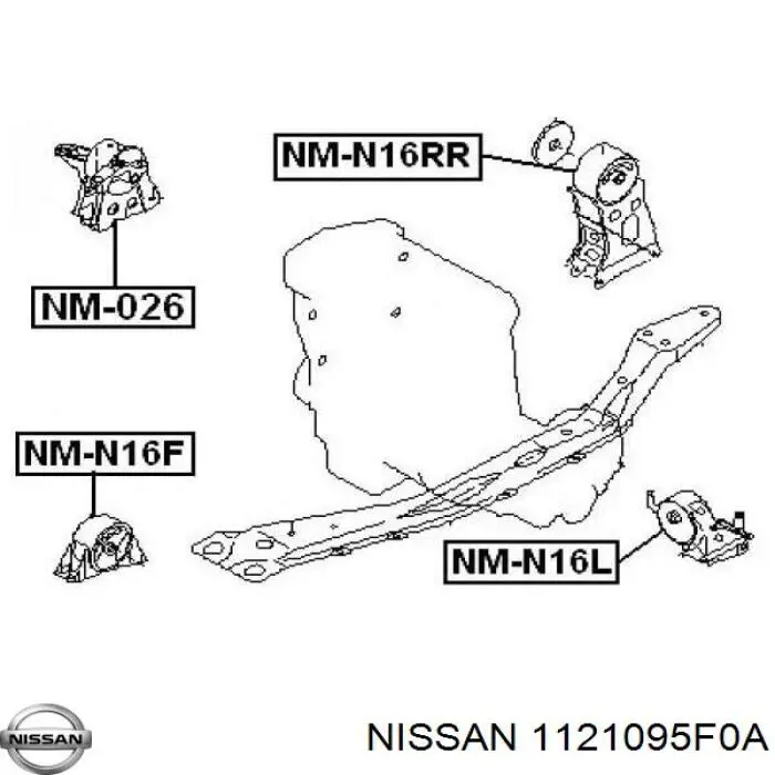 Do koszyka 1121095F0A Nissan/Infiniti Poduszka (podpora) silnika prawa