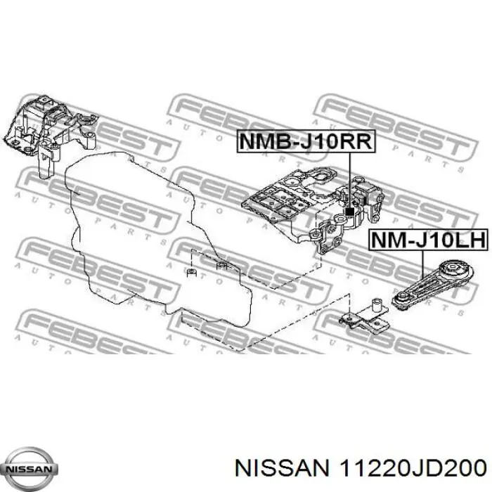 Do koszyka 11220JD200 Nissan/Infiniti Poduszka (podpora) silnika tylna