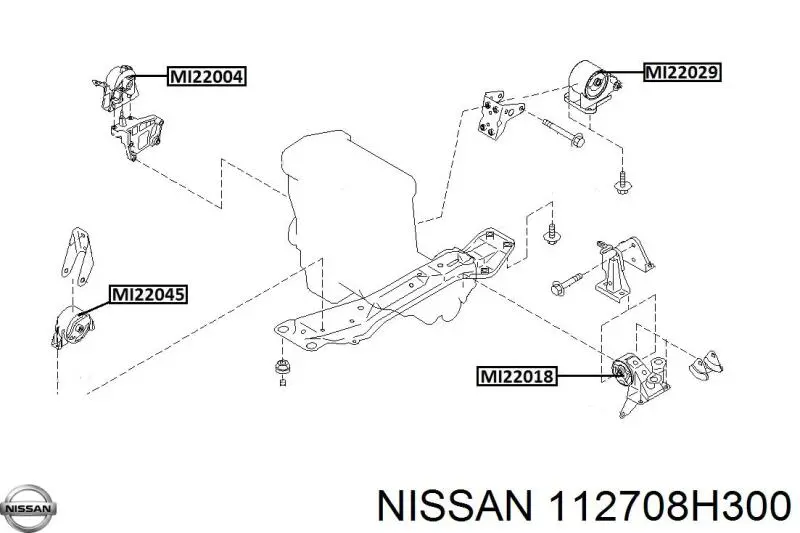 Do koszyka 112708H300 Nissan/Infiniti Poduszka (podpora) silnika przednia