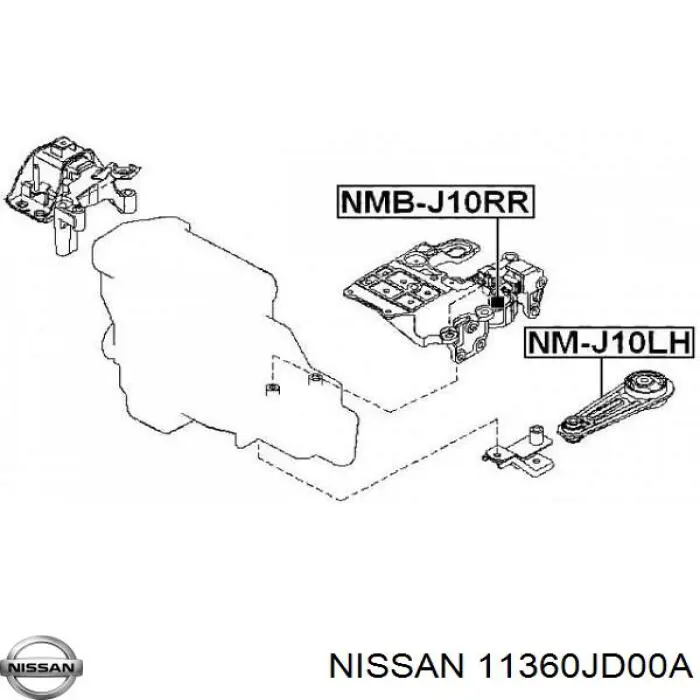 Do koszyka 11360JD00A Nissan/Infiniti Poduszka (podpora) silnika lewa dolna