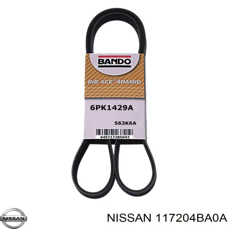 Pas napędowy mechanizmów Nissan/Infiniti 117204BA0A cena, od 15,67 USD