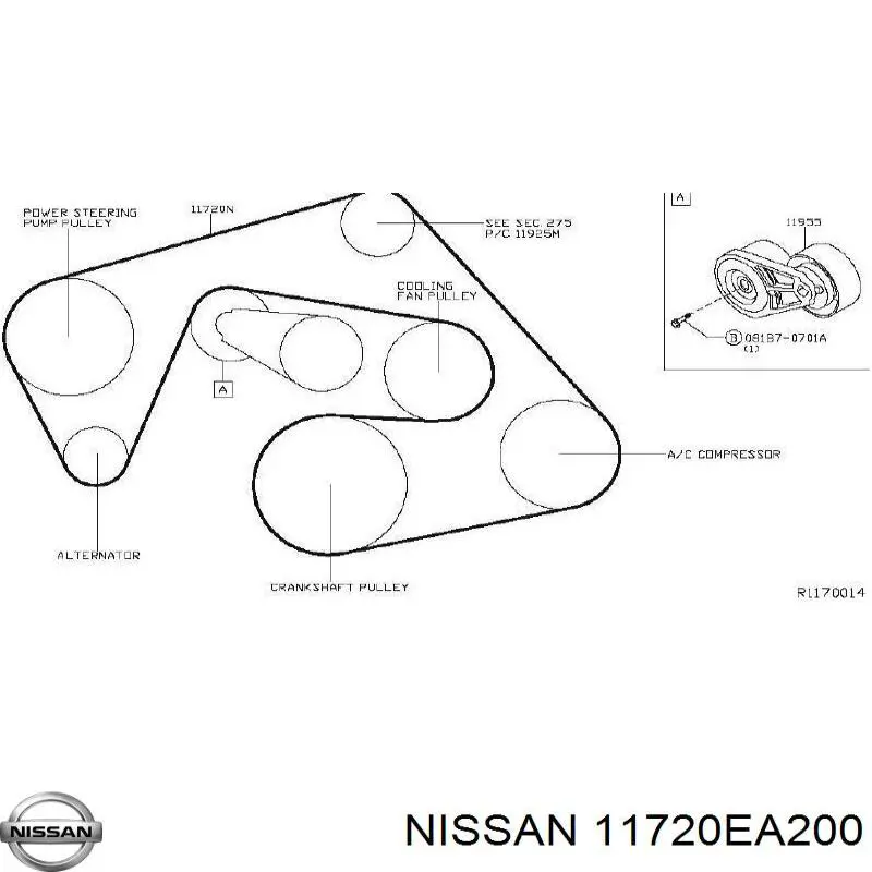Pas napędowy mechanizmów Nissan/Infiniti 11720EA200 cena, od 25,75 USD