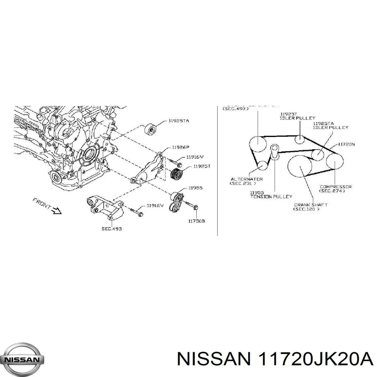 Do koszyka 11720JK20A Nissan/Infiniti Pas napędowy mechanizmów
