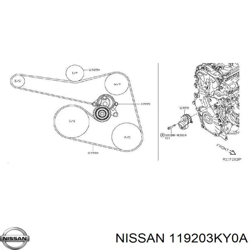 Pas napędowy mechanizmów Nissan/Infiniti 119203KY0A cena, od 18,80 USD