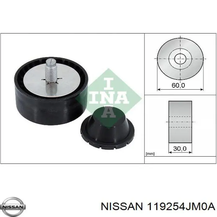 Rolka prowadząca, kierunkowa paska napędowego Nissan/Infiniti 119254JM0A cena, od 17,53 USD