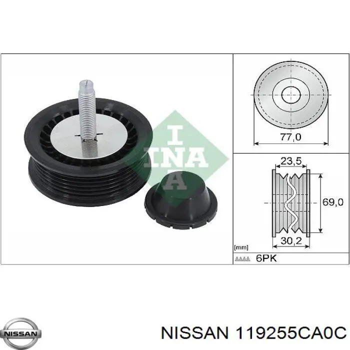 Rolka prowadząca, kierunkowa paska napędowego Nissan/Infiniti 119255CA0C cena, od 103,98 USD