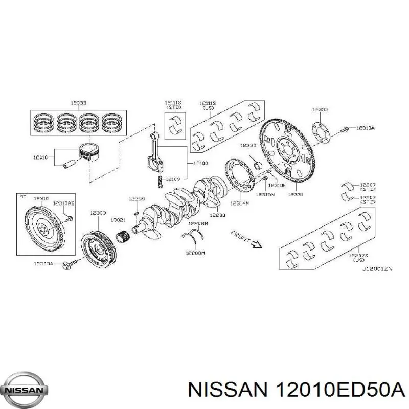 Tłok (komplet na silnik), STD Nissan Micra C+C (CK12E)