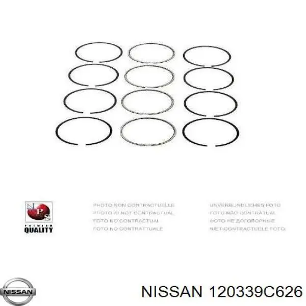 120339C626 Nissan/Infiniti Zestaw pierścieni tłokowych do silnika, STD