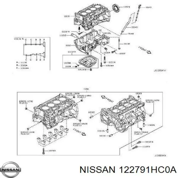 1227900Q0H Nissan uszczelniacz wału korbowego silnika tylny