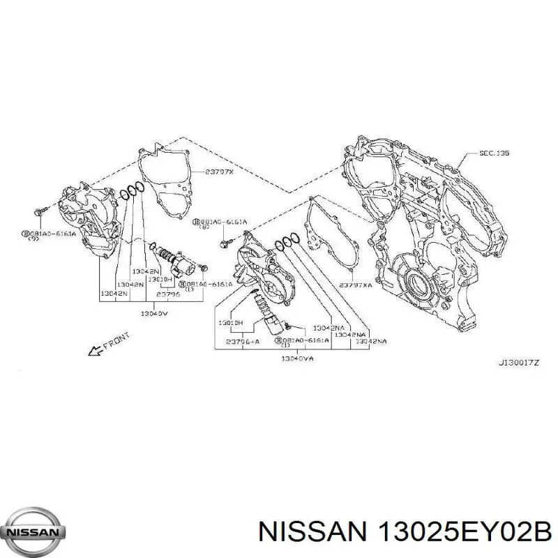 13025EY02B Nissan/Infiniti Koło zębate walcowe wału rozrządu silnika, dolotowego (ssącego) lewego
