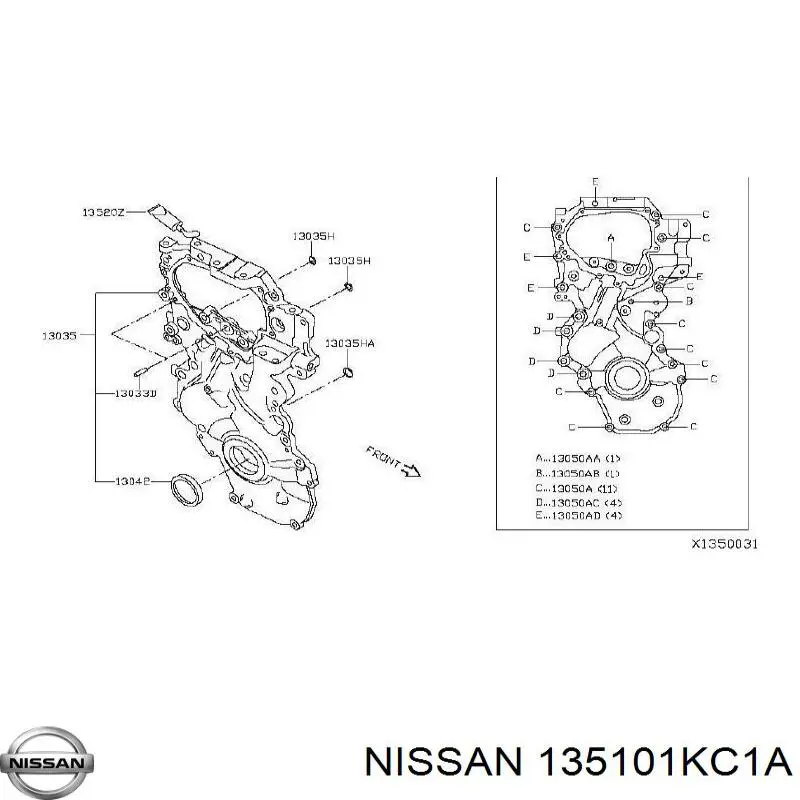 Do koszyka 135101KC1A Nissan/Infiniti Uszczelniacz wału korbowego przedni