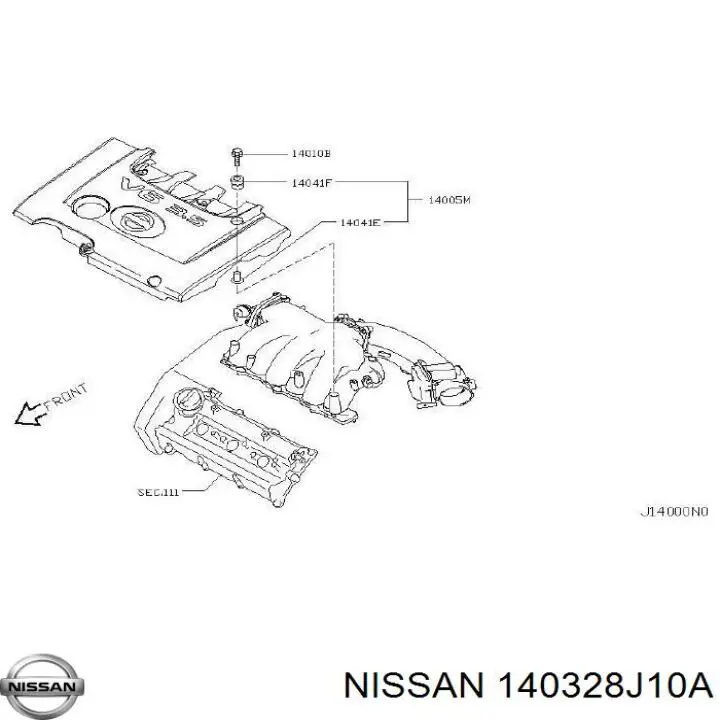 Uszczelka kolektora ssącego górna Nissan/Infiniti 140328J10A cena, od 22,68 USD