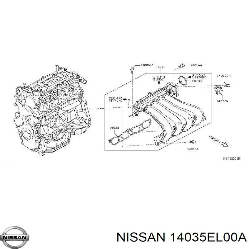 Uszczelka kolektora ssącego Nissan/Infiniti 14035EL00A cena, od 10,10 USD