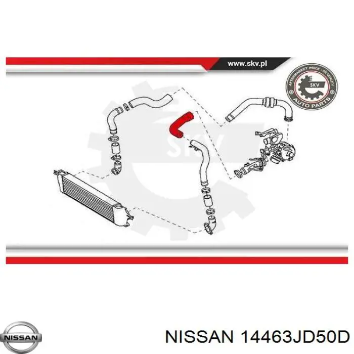 Przewód (króciec) intercoolera Nissan/Infiniti 14463JD50D cena, od 27,00 USD