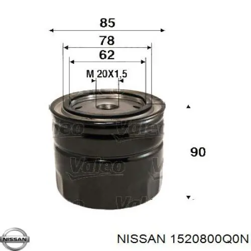 Filtr oleju 1520800Q0N Nissan/Infiniti