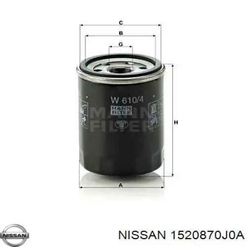 1520870J0A Nissan/Infiniti Filtr oleju