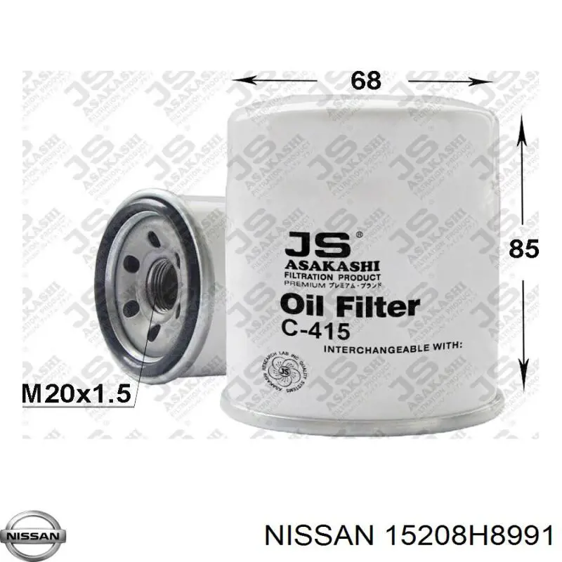 Filtr oleju 15208H8991 Nissan/Infiniti