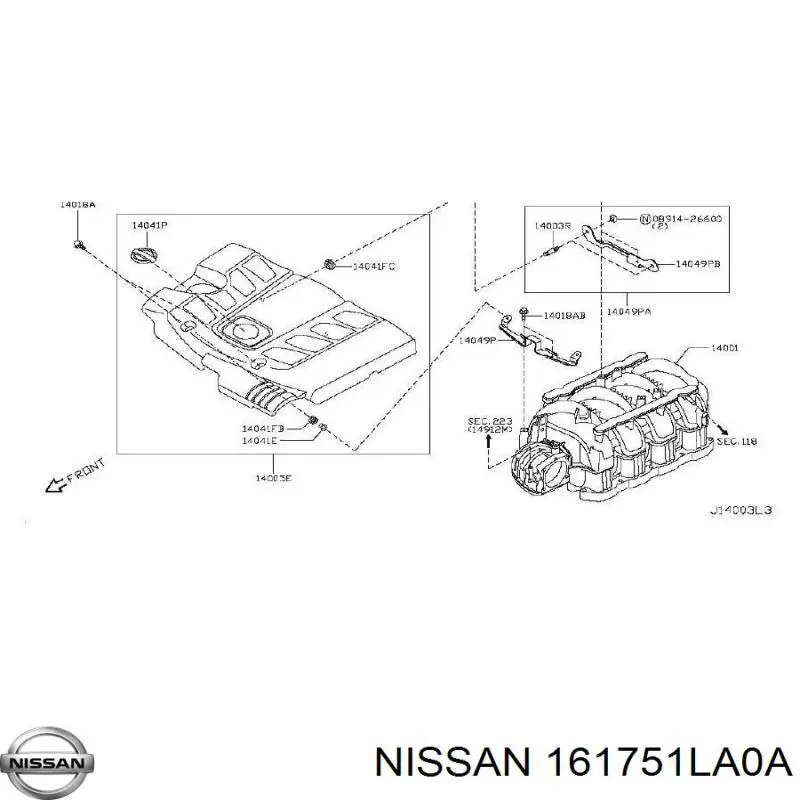 Do koszyka 161751LA0A Nissan/Infiniti Uszczelka przepustnicy