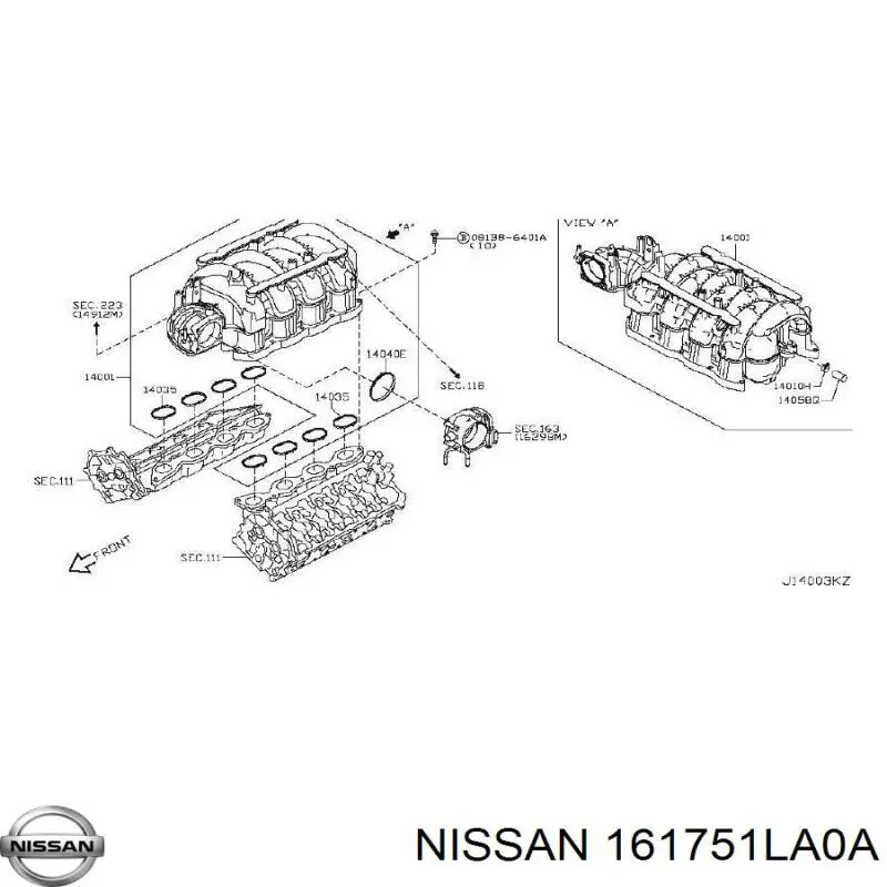 161751LA0A Nissan/Infiniti Uszczelka przepustnicy