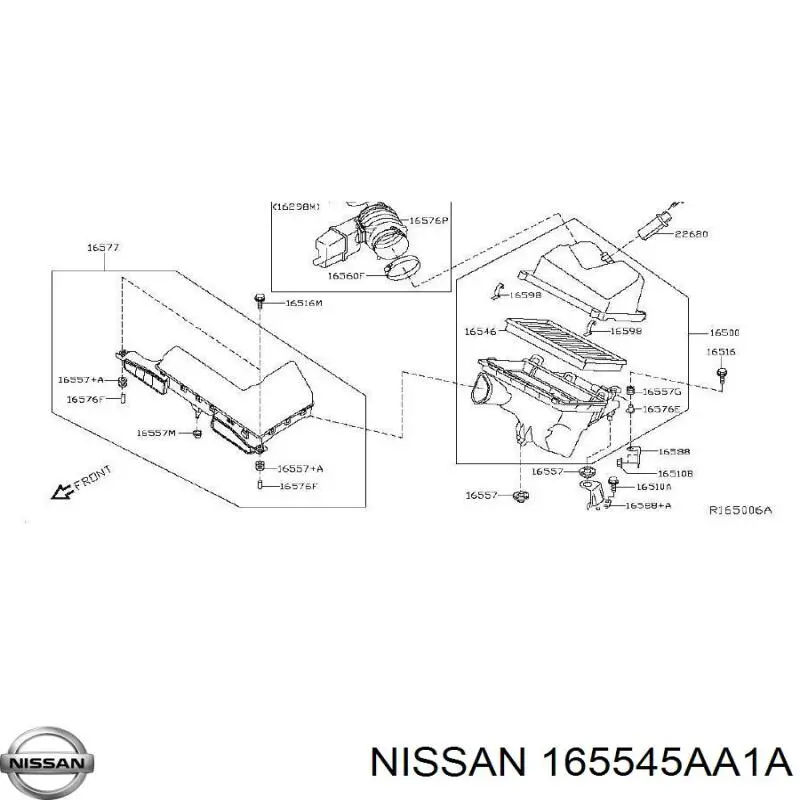 165545AA1A Nissan/Infiniti Wlot powietrza do filtra powietrza