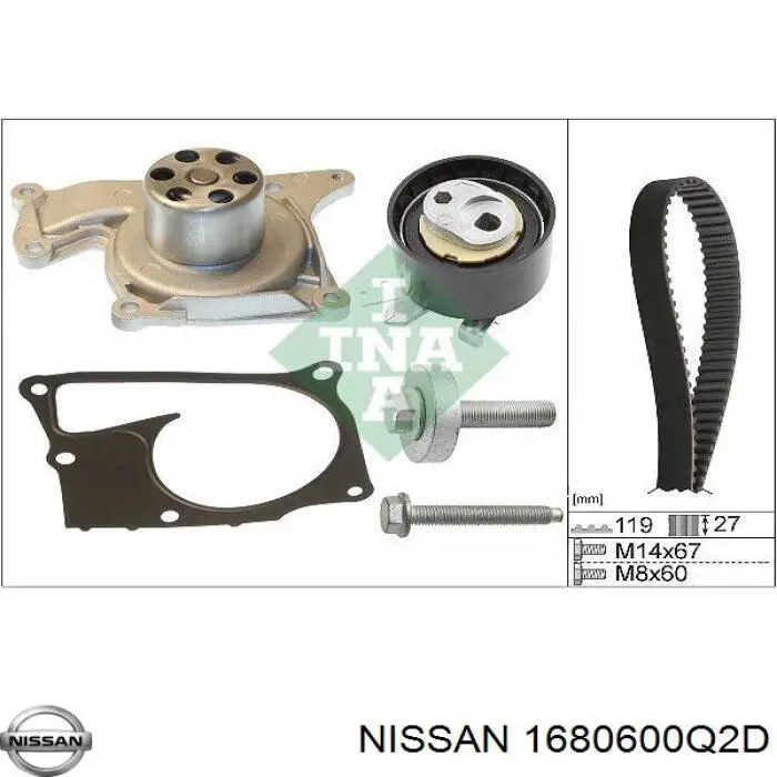 Pasek rozrządu, zestaw Nissan/Infiniti 1680600Q2D cena, od 125,41 USD