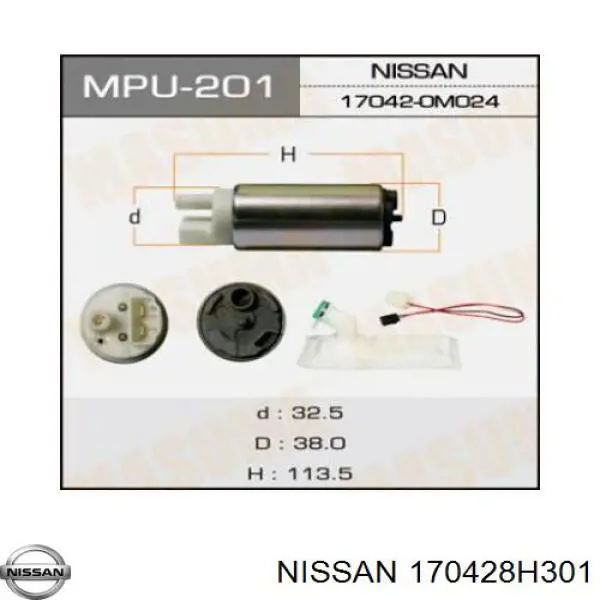 Do koszyka 170428H301 Nissan/Infiniti Pompa paliwa elektryczna zanurzeniowa