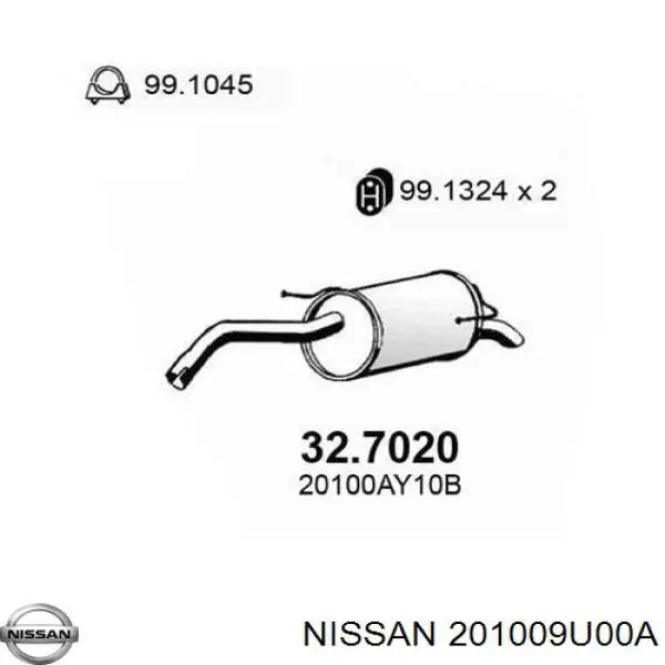 Tłumik, tylna część Nissan/Infiniti 201009U00A cena, od 60,29 USD