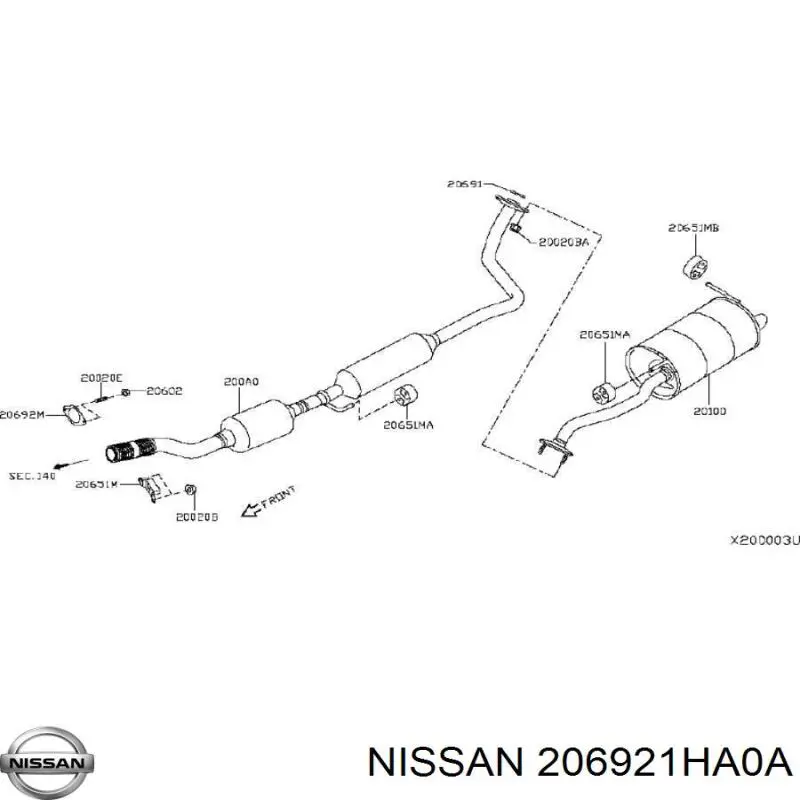 206921HA0A Nissan/Infiniti Uszczelka rury odbiornika tłumika