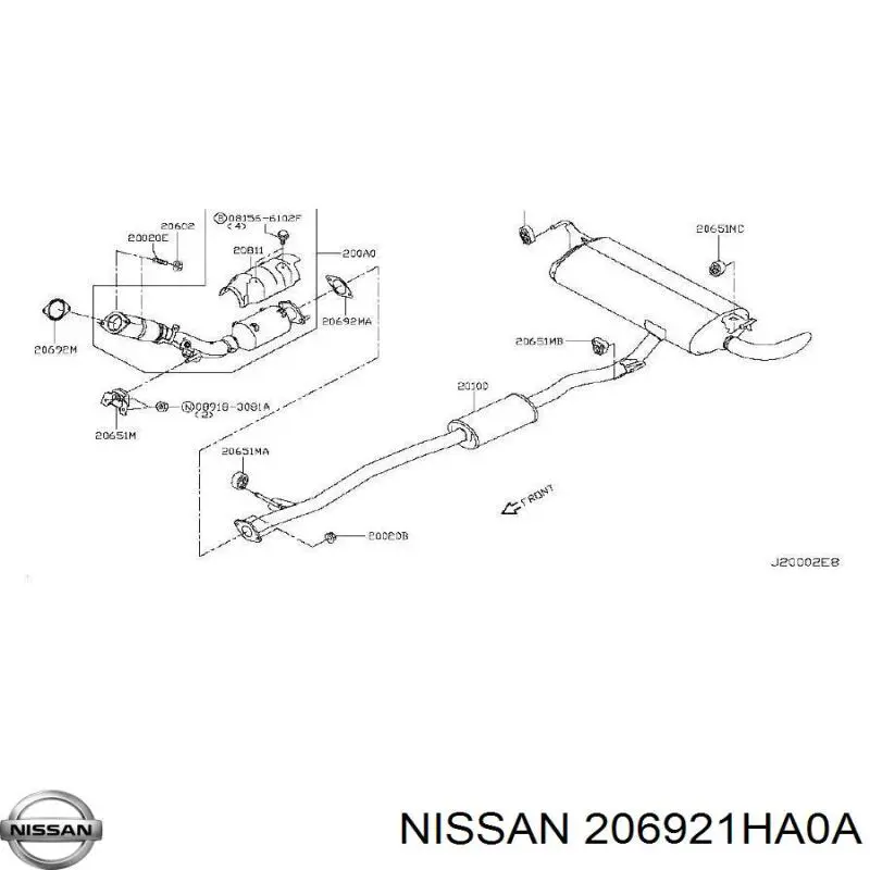 Uszczelka rury odbiornika tłumika Nissan/Infiniti 206921HA0A cena, od 6,84 USD