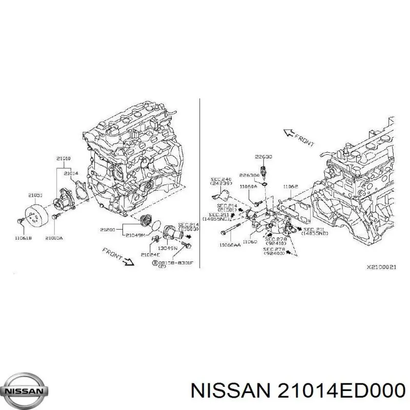Uszczelka pompy wodnej Nissan/Infiniti 21014ED000 cena, od 5,89 USD
