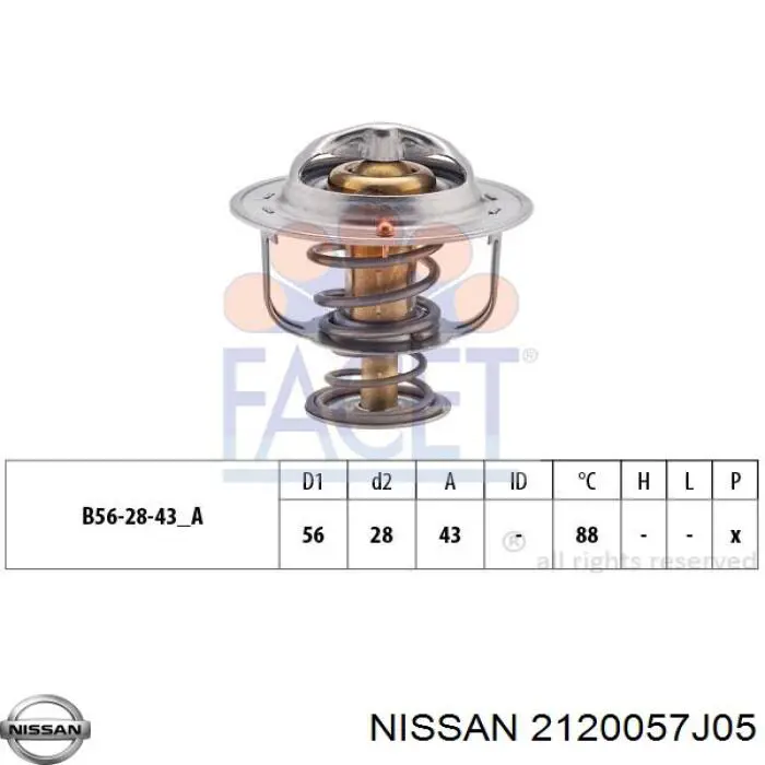Do koszyka 2120057J05 Nissan/Infiniti Termostat