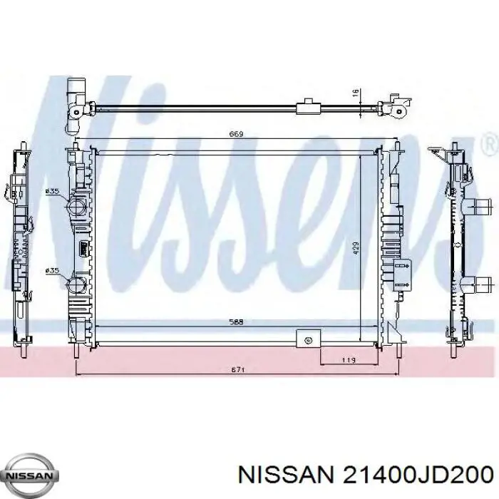 Chłodnica silnika Nissan/Infiniti 21400JD200 cena, od 141,31 USD
