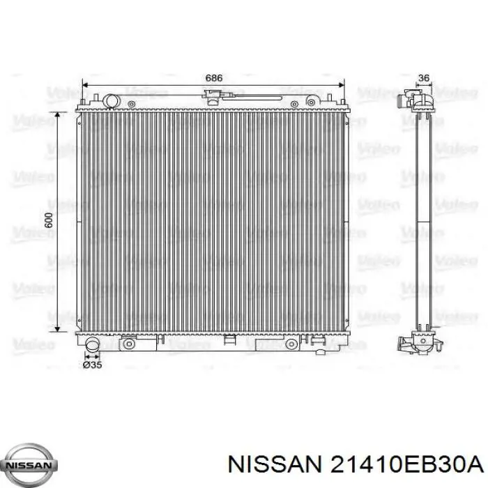 Chłodnica silnika Nissan/Infiniti 21410EB30A cena, od 132,80 USD