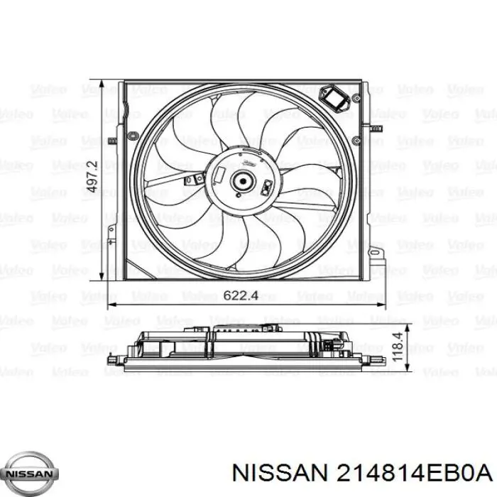 Dyfuzor chłodnicy, w komplecie z silnikiem i wirnikiem Nissan/Infiniti 214814EB0A cena, od 127,28 USD