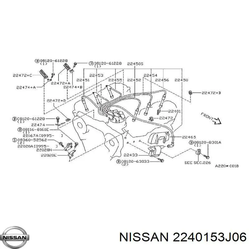 2240153J06 Nissan świeca zapłonowa