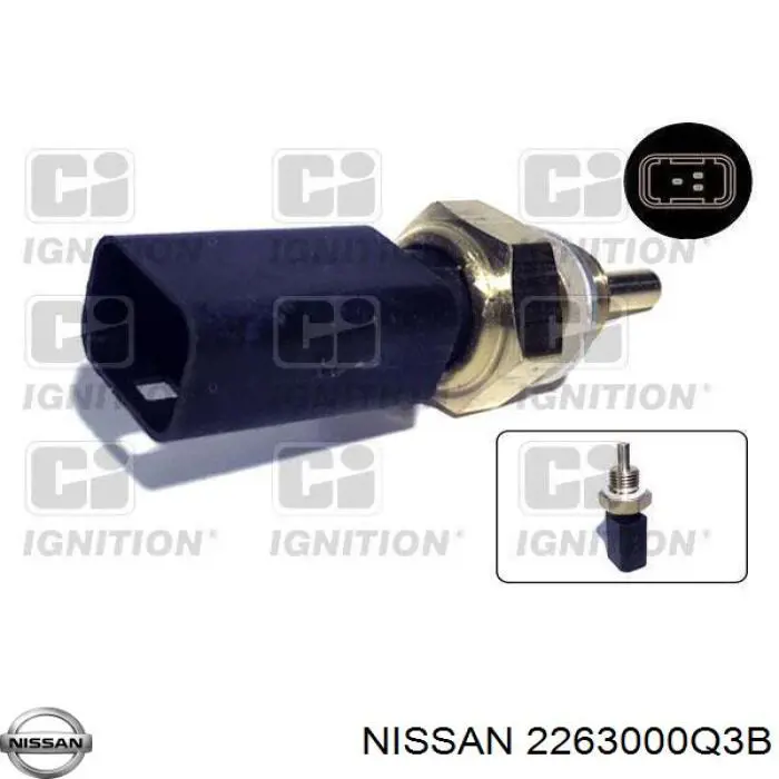 Czujnik temperatury płynu chłodzącego 2263000Q3B Nissan/Infiniti