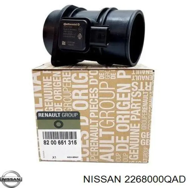 Czujnik przepływu powietrza, przepływomierz powietrza M.A.F. Nissan/Infiniti 2268000QAD cena, od 83,43 USD