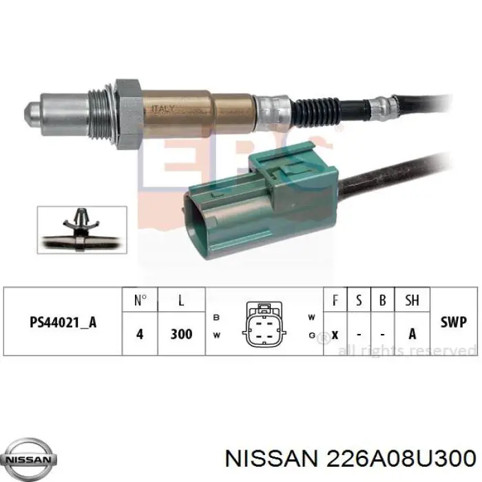 Sonda lambda czujnik tlenu po katalizatorze Nissan/Infiniti 226A08U300 cena, od 71,73 USD