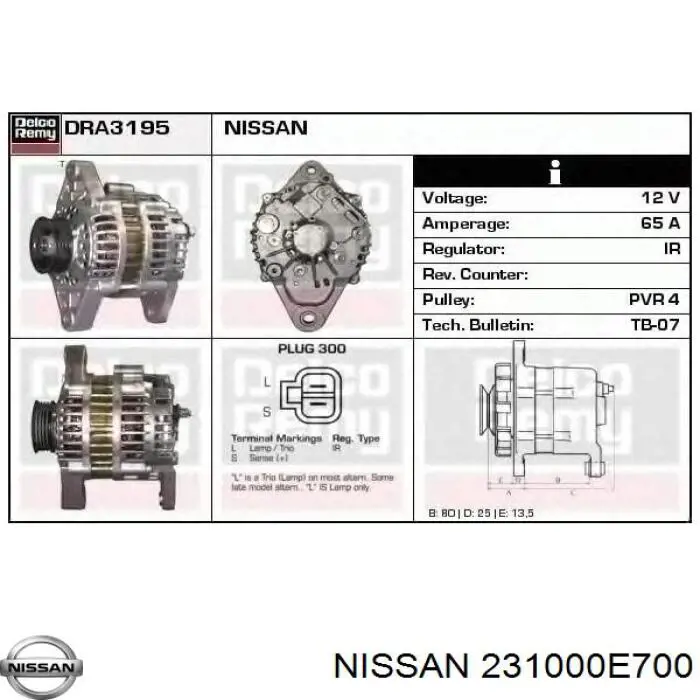 231000E700 Nissan/Infiniti Alternator
