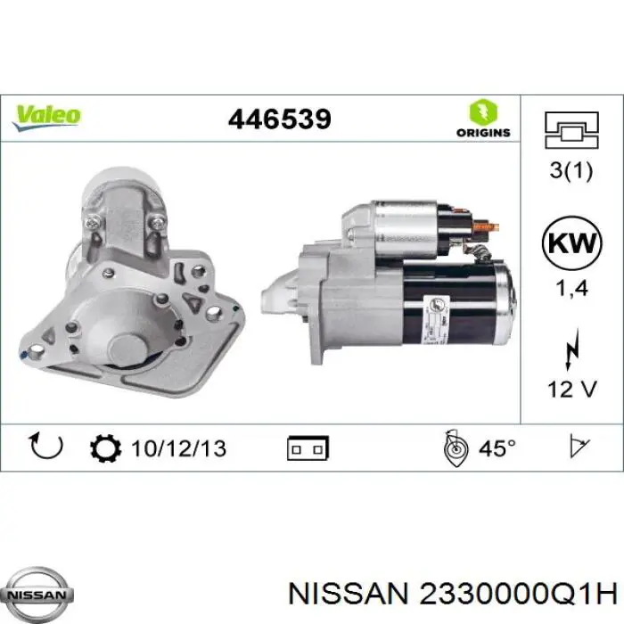 Do koszyka 2330000Q1H Nissan/Infiniti Rozrusznik