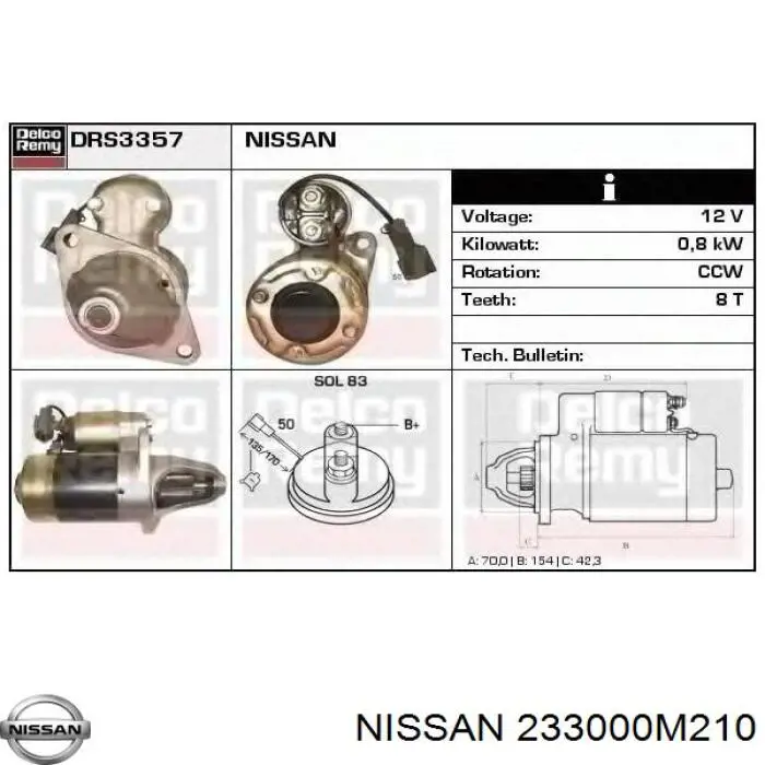 Do koszyka 2330099B05 Nissan/Infiniti Rozrusznik