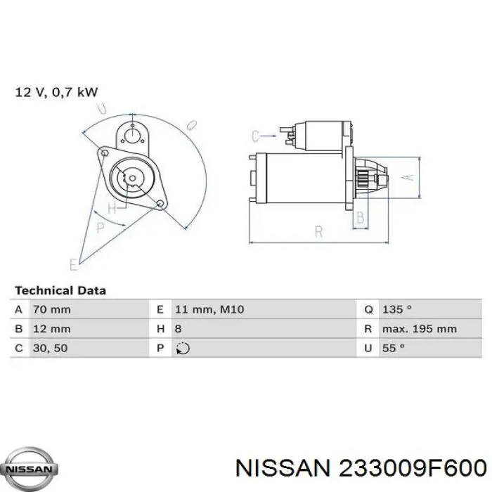 Do koszyka 233009F600 Nissan/Infiniti Rozrusznik