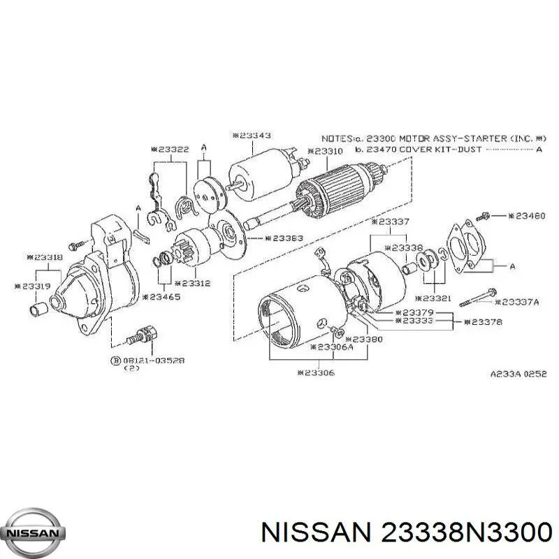 23338N3300 Nissan tuleja rozrusznika